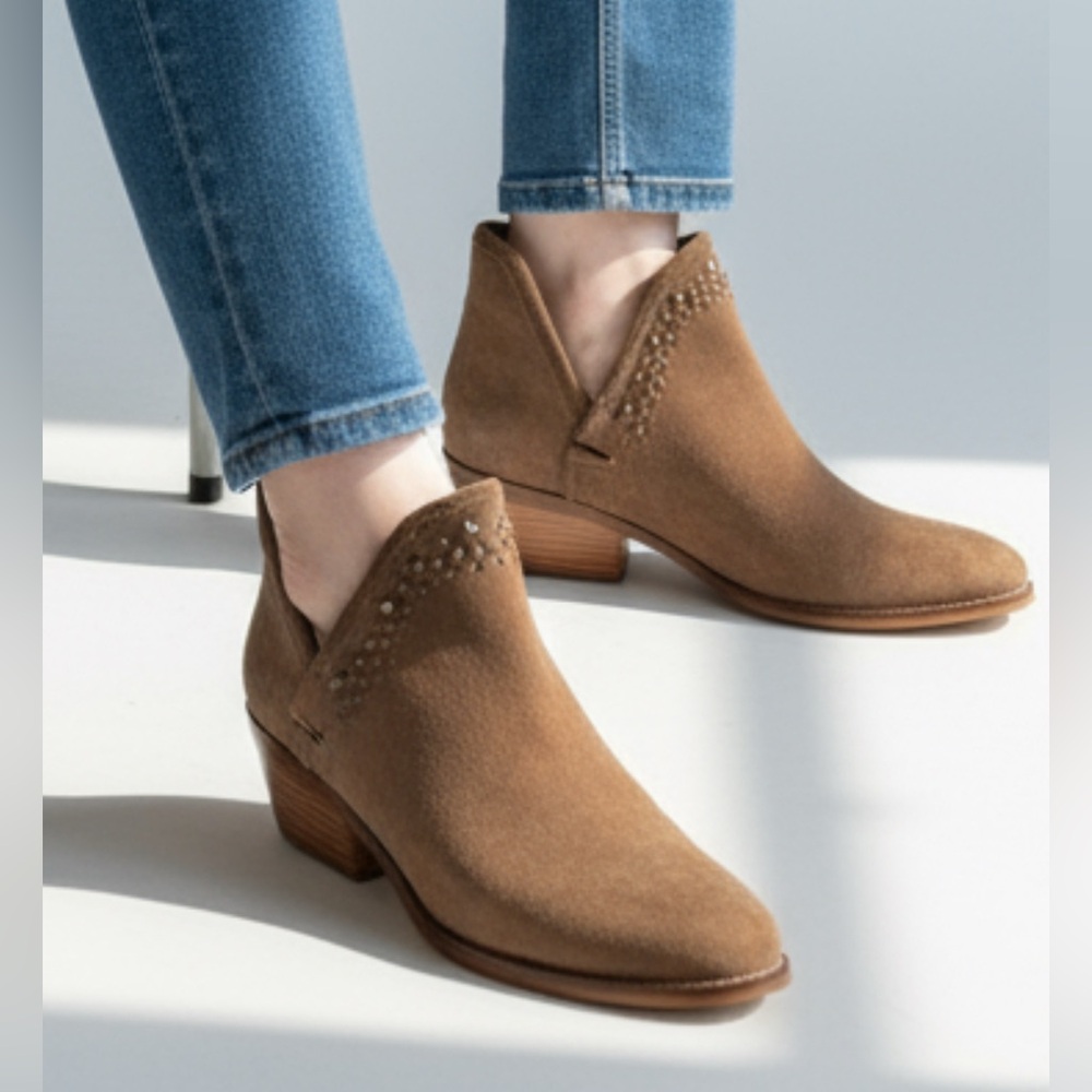 Lucky Brand Kendy Brown Suede Studded Booties - Size 8.5